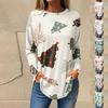 Футболки для женщин, осенние повседневные рубашки с длинными рукавами, толстовка с ретро-принтом, топ для рождественской вечеринки, пуловер