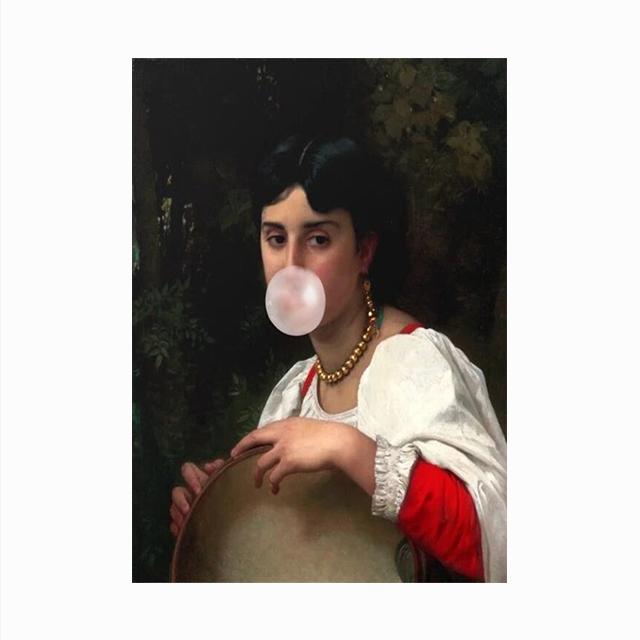 Винтажная картина, элегантная женская печать, плакаты с жевательной резинкой и принты, ретро декоративные настенные картины для гостиной
