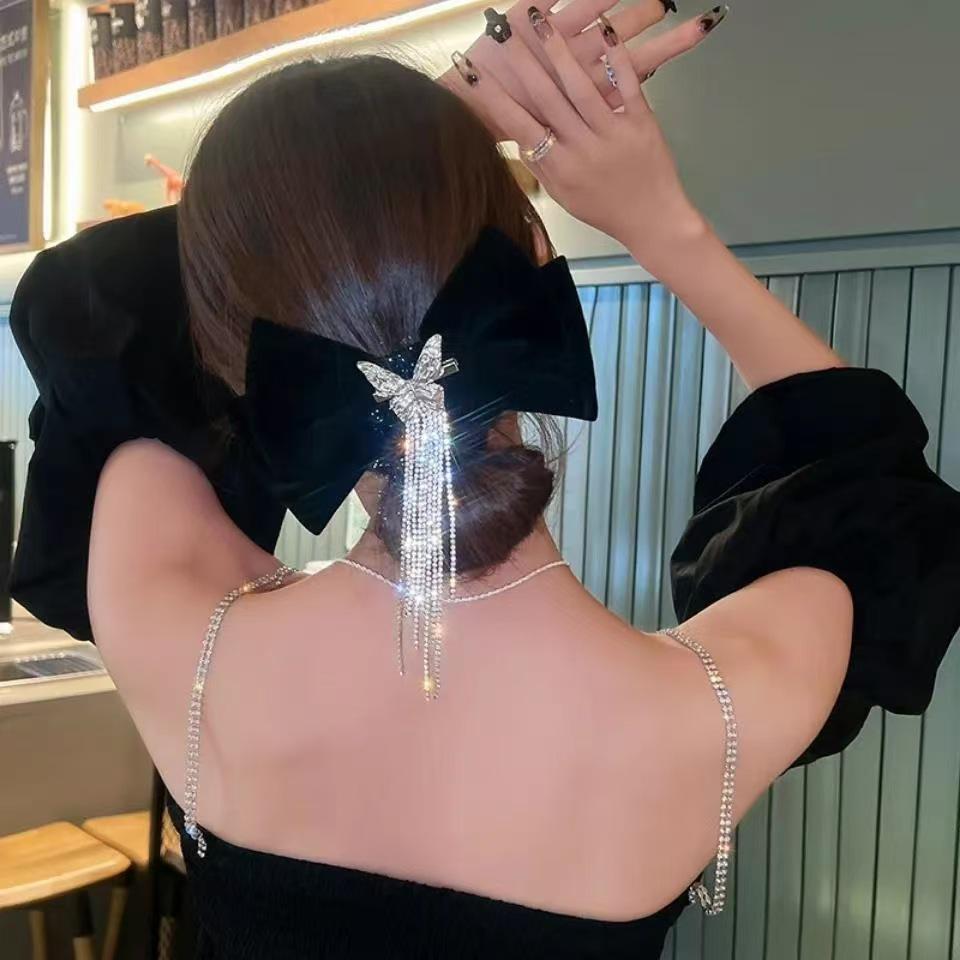 Chic Butterfly Tassel Rhinestone Hair Clip Hairpin for Stylish Bangs
