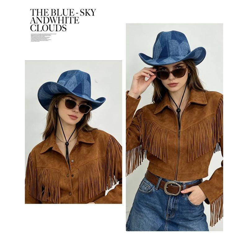 Women Men Vintage Western Cowboy Jazz Hat Outdoor Sun Protection