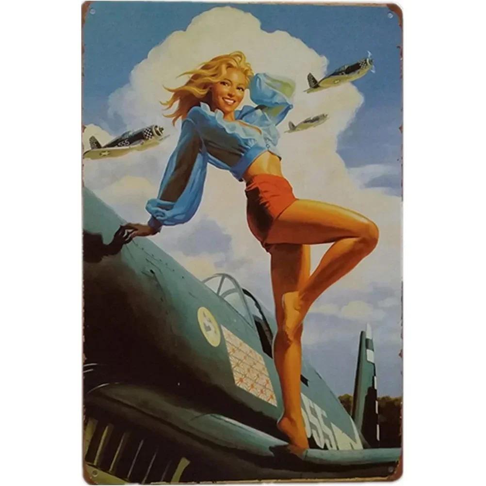 Металлические жестяные знаки Pinup Girls Vintage Board Plate Retro Wall Art Sexy Lady Poster для дома Cafe Bar Pubs Iron Painting Decoration