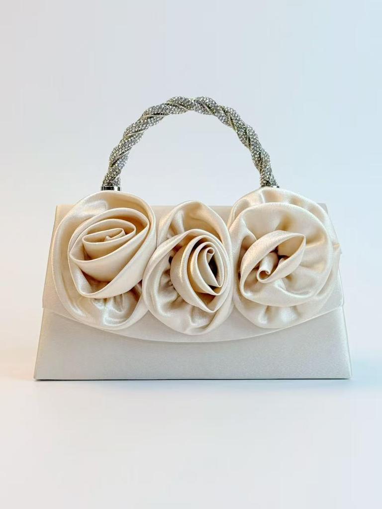 Клатч из шелка с бриллиантами в виде цветка: Модная вечерняя сумка кроссбоди