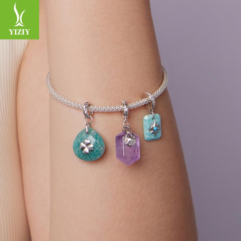 Энергетический аметистовый кулон, шарм и элегантный классический темперамент S925 стерлинговое серебро бисерные аксессуары