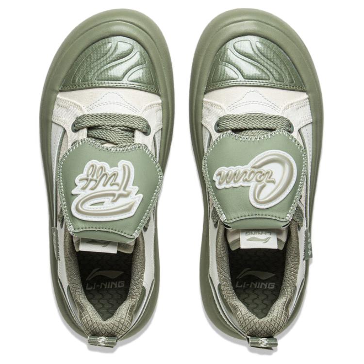 Li Ning Puff Platform Модные Удобные Износостойкие Легкие Низкие Кеды Женские кроссовки Молочно-белые Травянисто-зеленые AZGV086-3