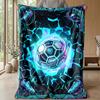 Futuristic Soccer Ball Artwork Theme blanket Lightweight Warm Flannel Blanket Decorative Throw Blanket for Home Decoration