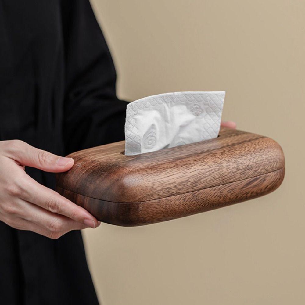 Rectangular Tissue Dispenser Vintage Tissue Paper Holder Modern Walnut Tissue Box Bed Room