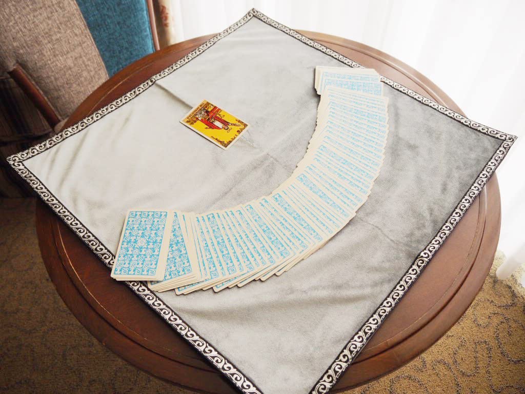 RELIGHT Tarot for and Magic Large Tarot Card 65cm x Set Cloth, Non-Slip, Magic, Divination, Tricks, Pouch, Velvet, 65cm, Silver, 3-Piece