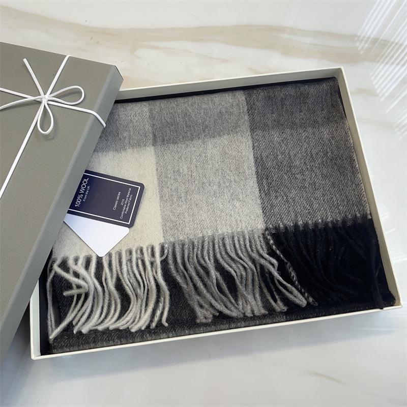 100% Wool Plaid Scarf for Women and Men - Warm, Stylish Gift for Winter