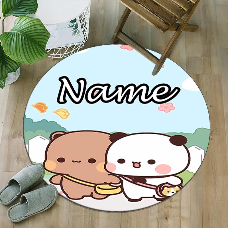 Customizable Yier BuBu Bear3 Round Non-Slip Carpet - Ideal for Garden, Picnic, Office, Perfect for Decoration, Suitable For All Seasons