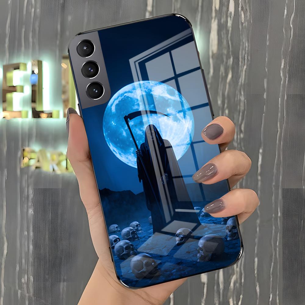 Крутой чехол для телефона Жнец Для Samsung S26 S25 Plus S20 S20 Plus S22 Ultra S23 FE S21 Plus S21 Ultra Стеклянная крышка