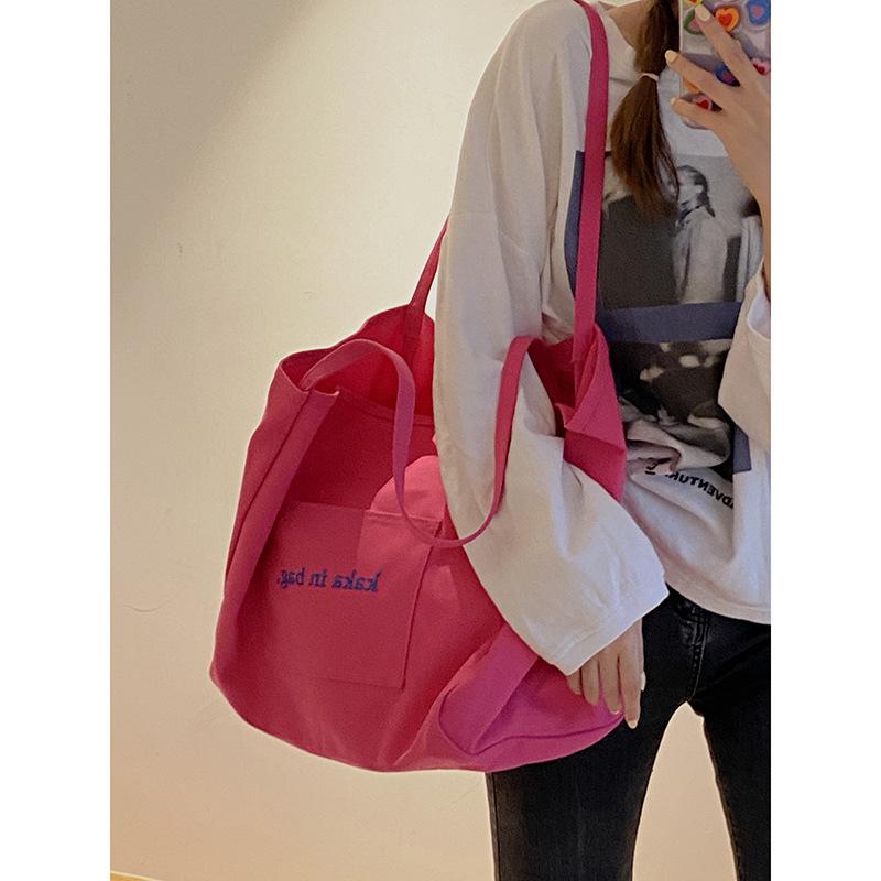 Casual canvas bag women's summer 2025 new trendy fashion tote bag versatile ins large-capacity bag shopping bag