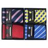 Men'S Striped Flower Plaid Tie Square Towel Cuffs Tie Clip Gift Box Set Business Casual Tie Black