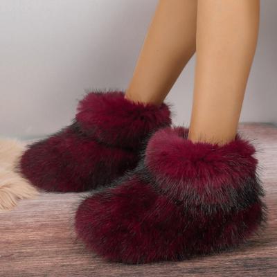 Женские зимние сапоги для отдыха на природе, роскошные меховые сапоги из искусственного меха лисы, новые модные сапоги, женские плюшевые теплые туфли на платформе, Bottes