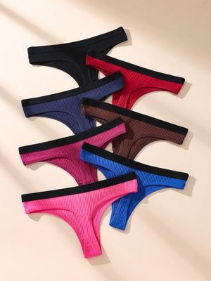 7 шт. женские стринги трусики с низкой посадкой нижнее белье в полоску хлопковые трусики-стринги дышащие сексуальные женские трусики женское нижнее белье