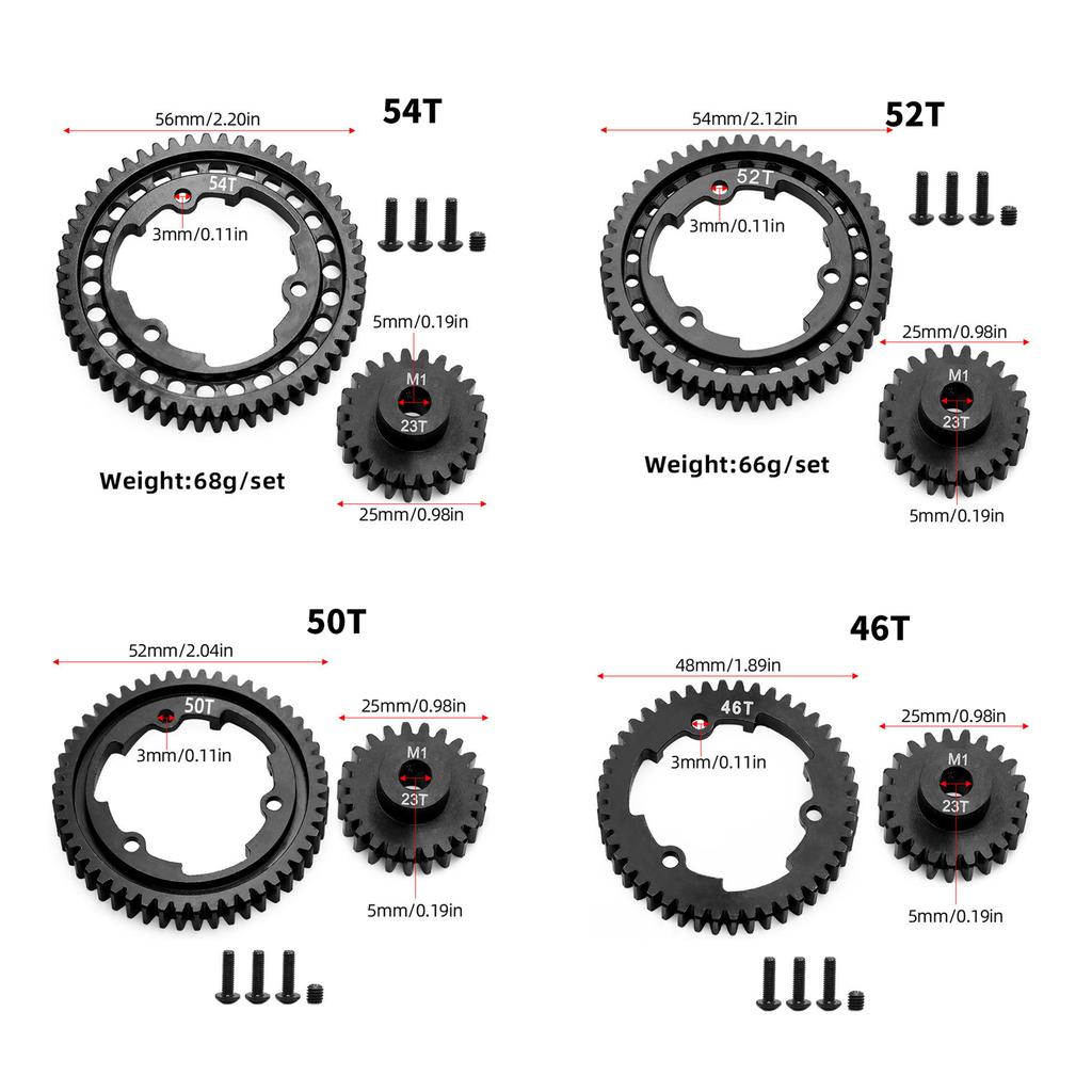 Hardened Steel 46T 23T Gear Set Compatible With Multiple RC Models For Enhanced Power Transmission Efficiency