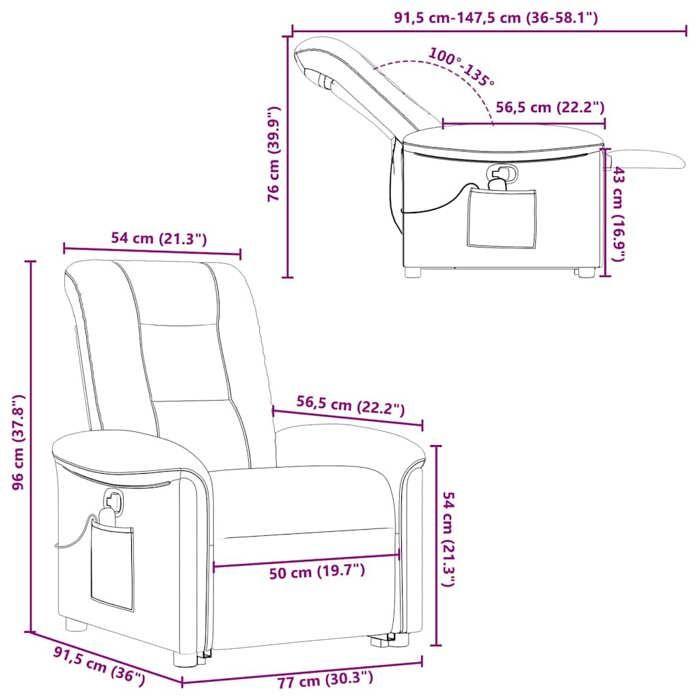 VidaXL Reclining Massage Armchair Dark Green Fabric, Lift Recliner, Recliner for People 3303270
