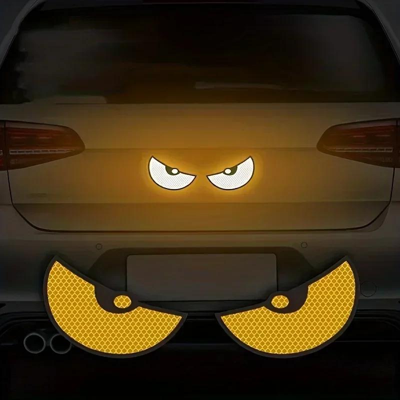 2pcs/Set Reflective Car Stickers Motorbike Helmet Improve Your Vehicle's Visibility And Safety With Devil Eye Stickers