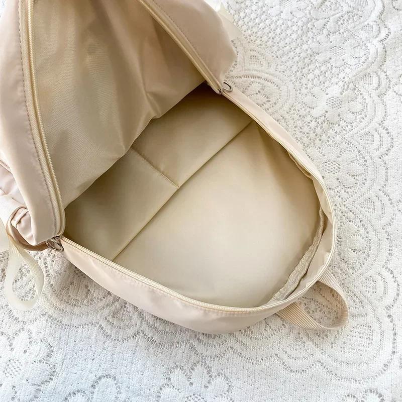 Милые школьные сумки с бантом для колледжа, контрастные нейлоновые рюкзаки для учеников младших классов средней школы, большая вместимость, сумка через плечо для девочек-подростков