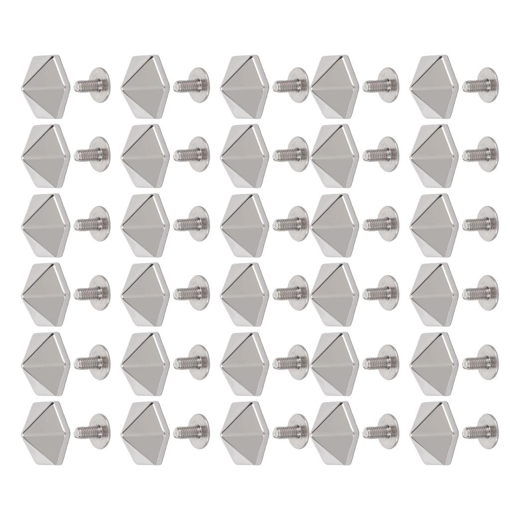 30 Sets Screw Rivets Multifunctional 12mm Gold Color Hex Pyramid Shape Iron Screw Leather Craft Rivets for Handcraft