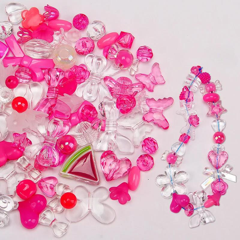 Смешайте акриловые бусины в форме сердца, бусины в форме цветка для поделок своими руками, изготовление швейных принадлежностей из бисера