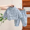 2024 Baby Spring Fashion Leopard Print Two-Piece Set for Toddlers - Stylish Stand-Up Collar for Boys & Girls