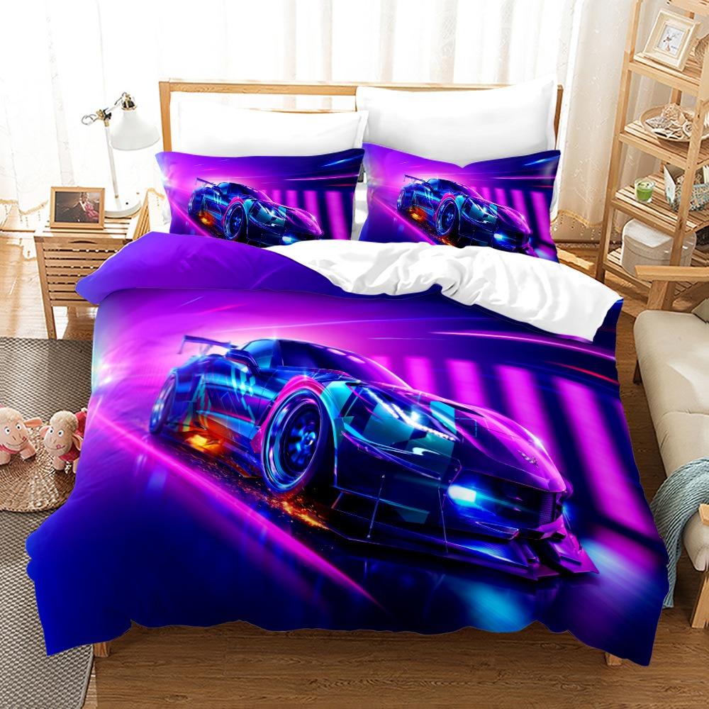 Luxury Car Duvet Cover Set Cartoo Bedding Set for Kids Boys Polyester Bedding Set King Size