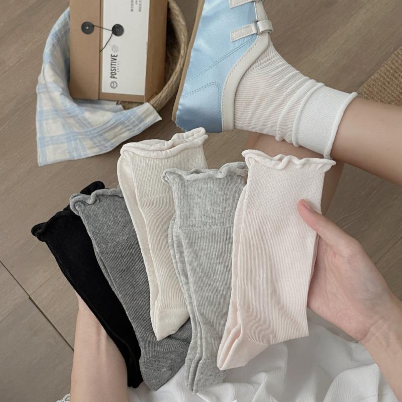 Women's Summer Ultra Thin Style All Kinds of Roll Edge Boneless In The Tube Pile Socks