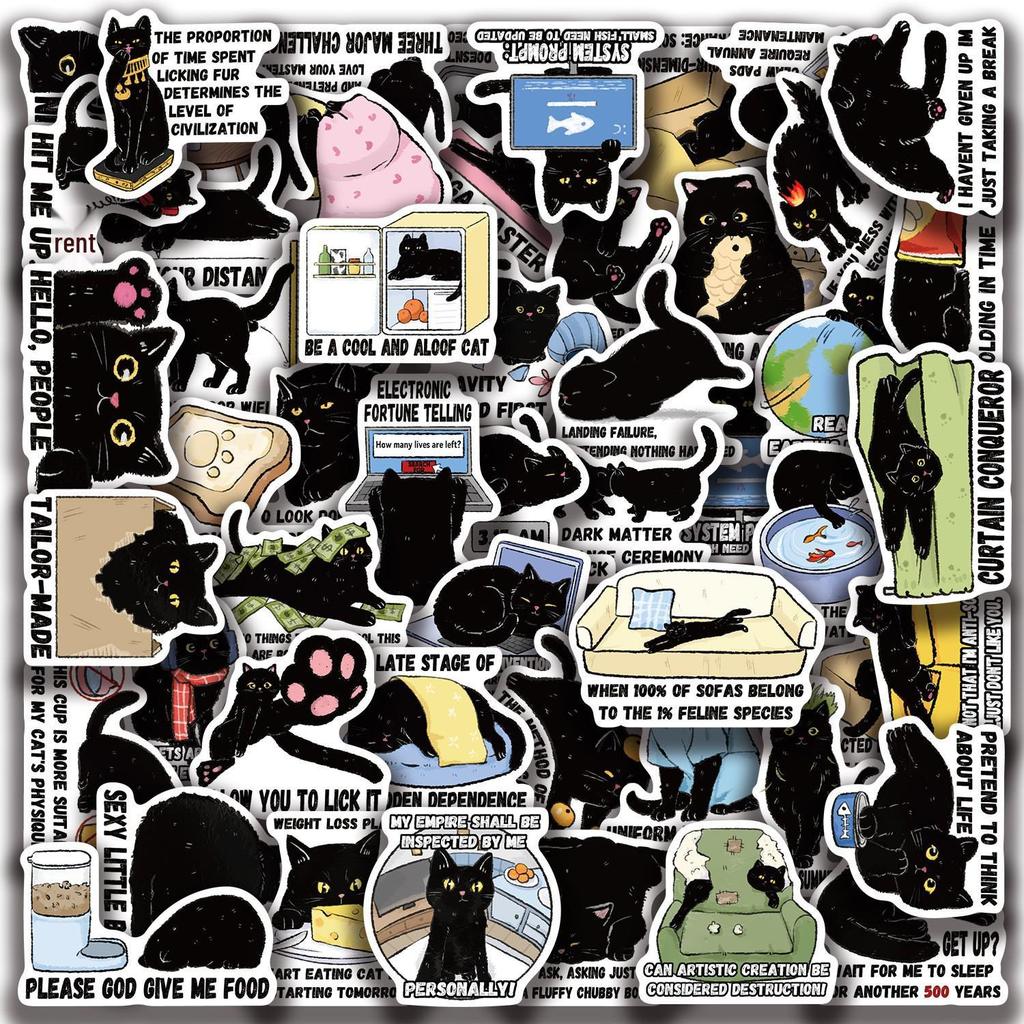 Cute Cat Cartoon Graffiti Stickers: Waterproof DIY Decorations for Notebooks & Suitcases