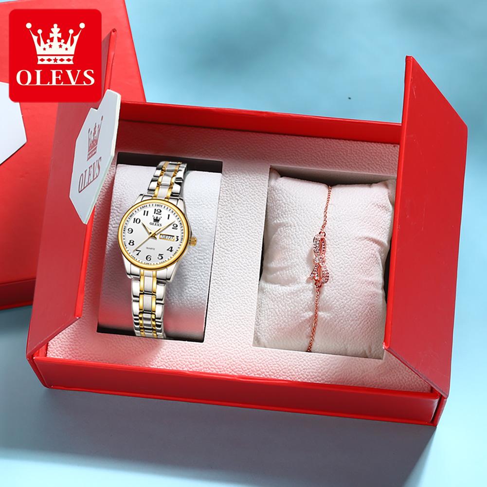 OLEVS 5567 Women's Quartz Watches Simple Elegant Large Digital Dial Ladies Wristwatch Stainless Steel Waterproof Watch for Women