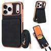 Кожаный чехол с текстурой личи для iPhone 17 16 15 14 13 Pro Max Air, многофункциональный, с магнитной застежкой, кошелек, сумка, подставка, длинный ремешок