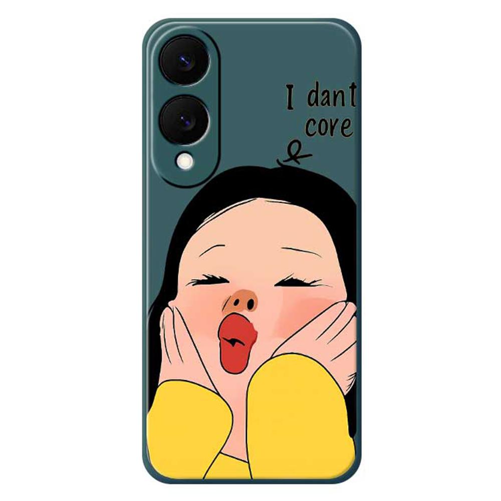 For Samsung Galaxy S25 Edge Case Girl Holding Face Pattern Printing Straight Edge TPU Phone Back Cover