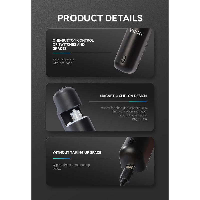 HIINST Car Perfume Vent Clip Battery Operated Scent Diffuser Cordless Design with Six Scent Small Portable Gifts for Him/Her