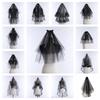 Halloween Black Veil Headpiece Soft Tulle Veil Breathable NonFade Unisex Accessory Haripiece for Costume Parties