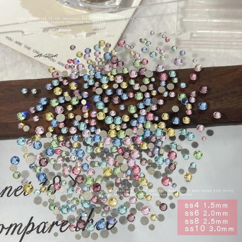 100 шт. Разноцветные мини-кристаллы для ногтей - круглые Стразы с плоским дном для украшения маникюра