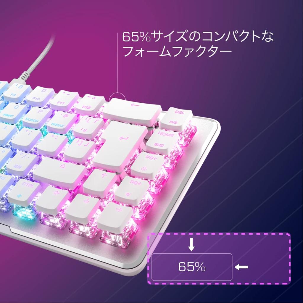ROCCAT Gaming Keyboard Vulcan II Mini JP ISO Japanese Layout Wired Optical Linear Mini RGB Windows 7 or Later Authorized Distributor White/White (65%)