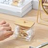 Пластиковый контейнер с бамбуковой крышкой, пыле- и влагозащищенный, прозрачный, для ватных палочек, зубной нити, ювелирных изделий