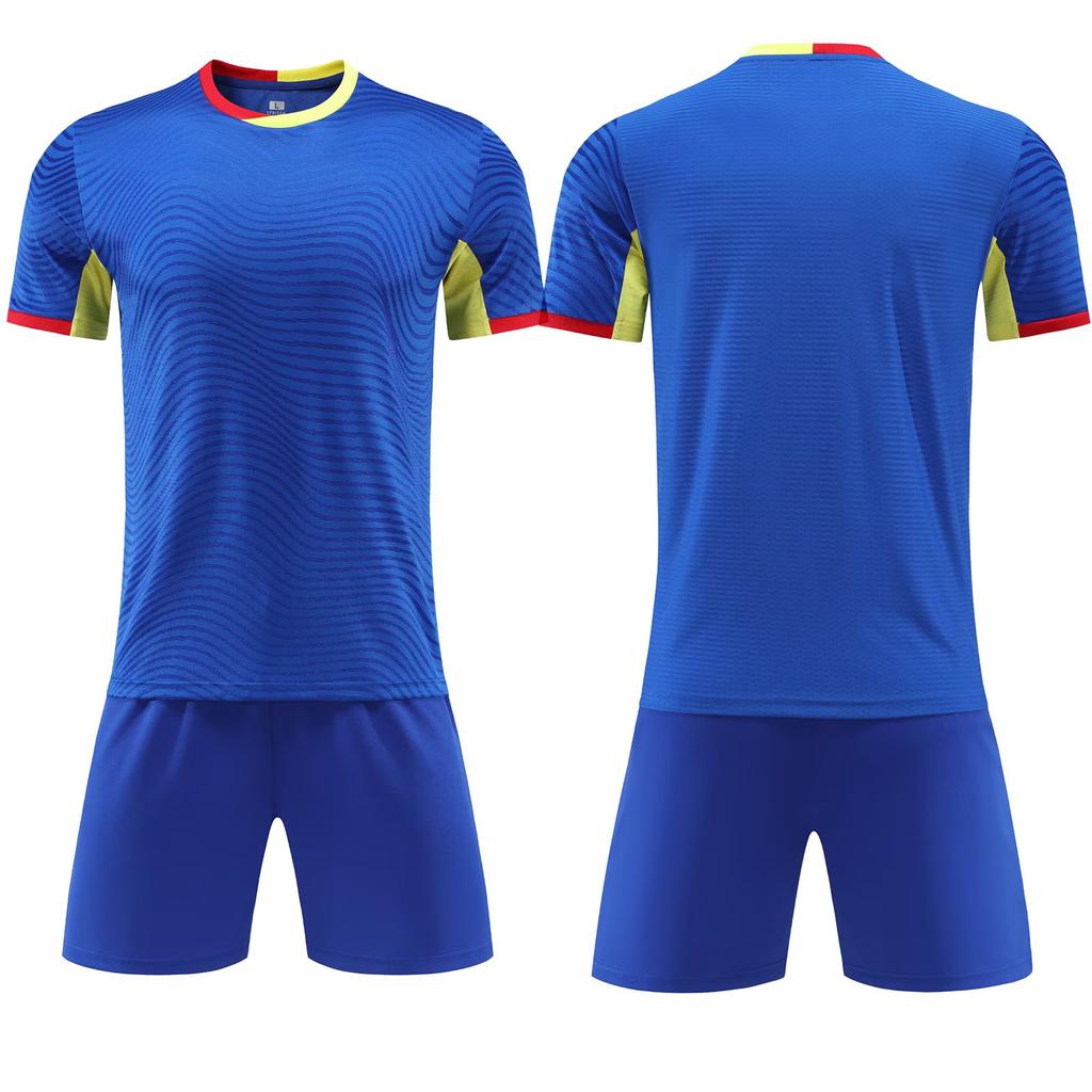 Wholesale football jersey set Customized men's and women's training short-sleeved jersey Student sports competition breathable and quick-drying 