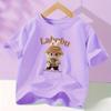 Мультяшная аниме футболка с принтом Labubu, женская, с коротким рукавом, свободный крой, повседневный топ, парная, летняя