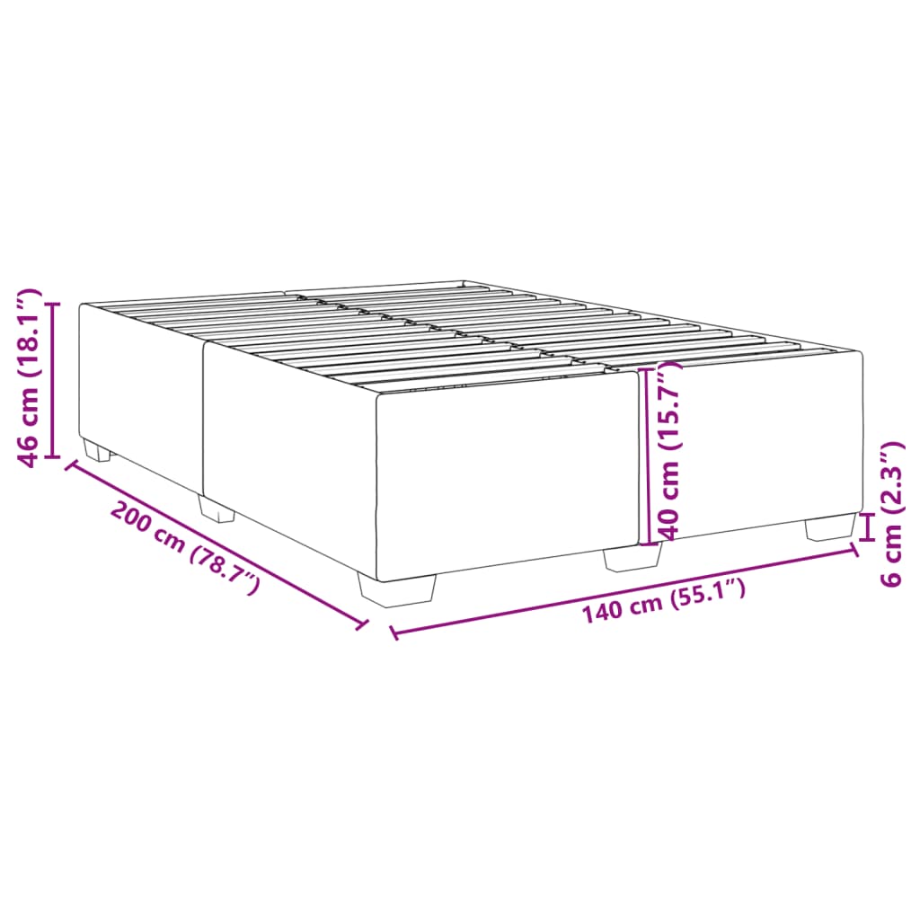 Bed Frame without Mattress Dark Brown 140 x 200 cm Fabric