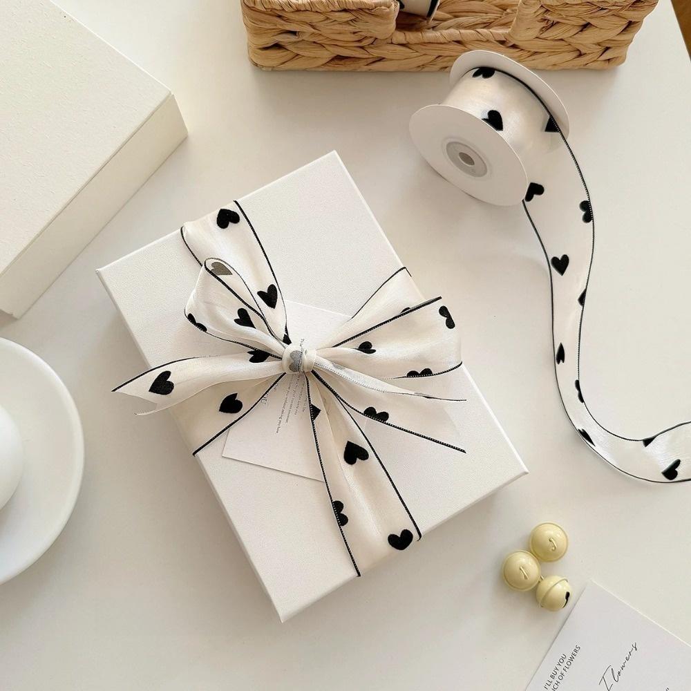 10 Yard DlY Ribbon Polyester Soft Silk Ribbon Retro Elegant Love Printed Ribbon Holiday Decoration