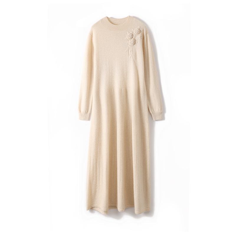 Женское кашемировое платье Qinghe кашемир 70% шерсть 30% кашемир женское осенне-зимнее кашемировое платье мягкое и теплое