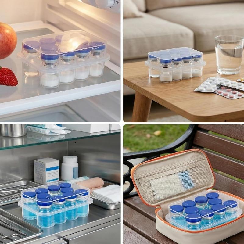 Clear 3Ml/10Ml 10-Slot Vial Storage Case Plastic Stackable Microtube Box Freezer Tube Container For Lab Diabetic Supplies
