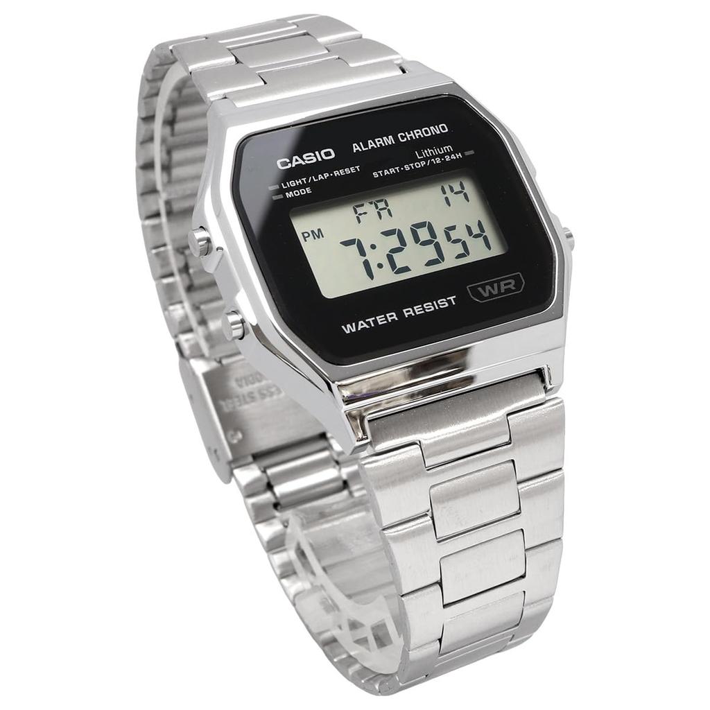 Casio Цифровые часы Винтажная серия Металлический ремешок Унисекс Черный Зарубежная модель [Casio] A158WEA-1