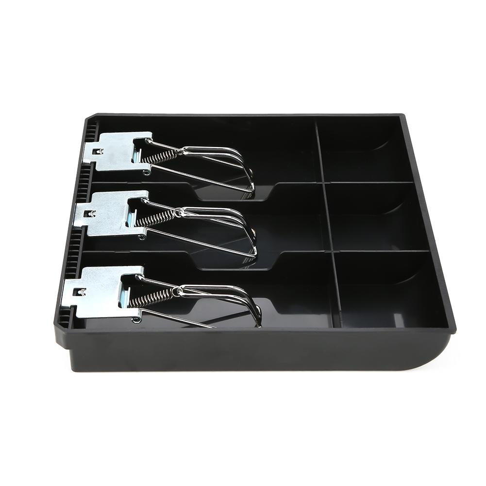 Cash Drawer Register Insert Tray Replacement Cashier Three Box with Metal Clip(black)