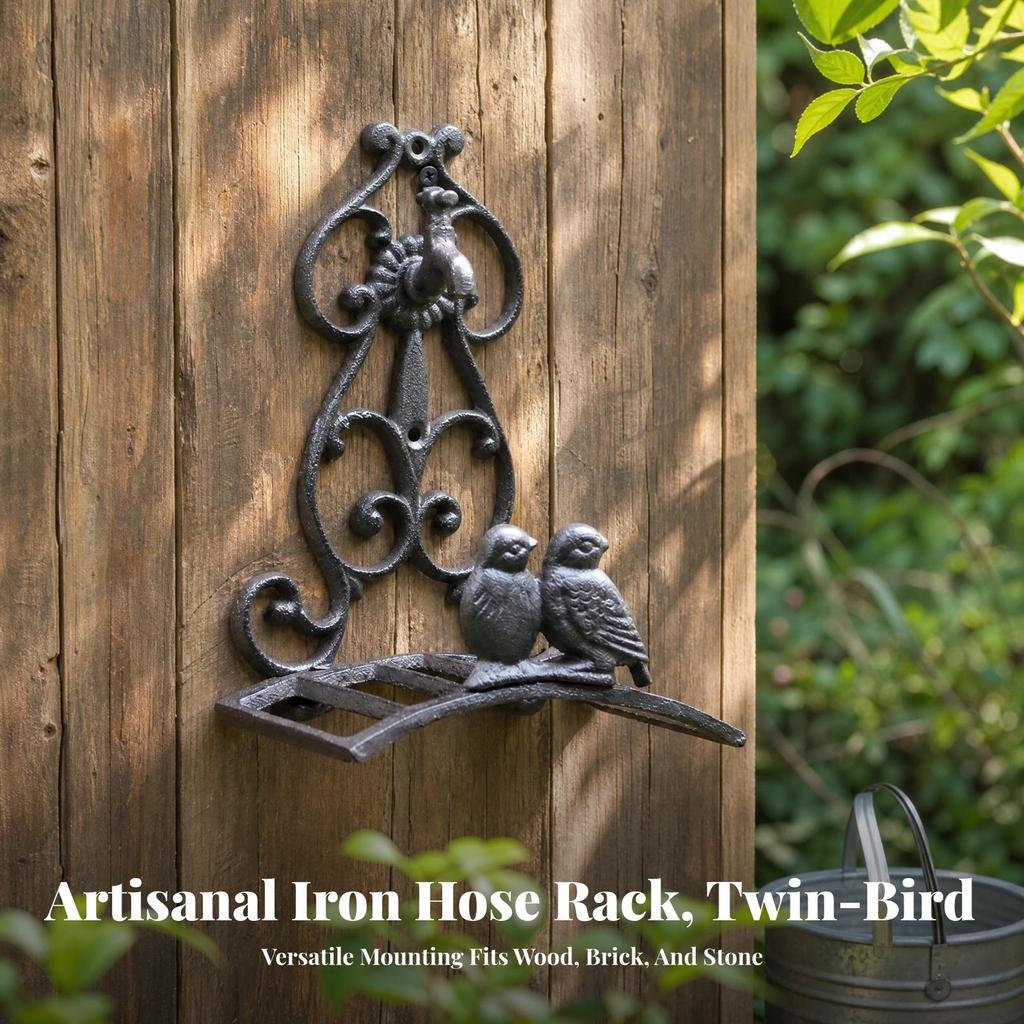 Storage Rack Sturdy Wall Mounted Garden Hose Holder Vintage for Patio, Shed