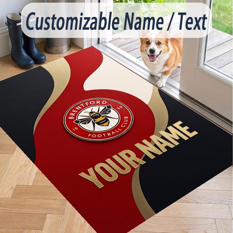 Custom Text Printed Rug Brentford Football Non Slip Floor Carpet For Home Room Decor