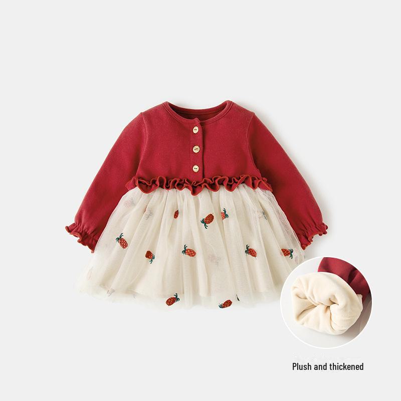 Премиальное детское платье принцессы: Коллекция Tongbei 2025 Осень/Зима для детей 3 лет — Новогоднее газовое платье.