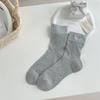 Women Socks Ballet Style Sweet Girls Black White Gray Socks Cute Bow Embroidery Hollow Out Mesh Thin Breathable Loose Long Socks