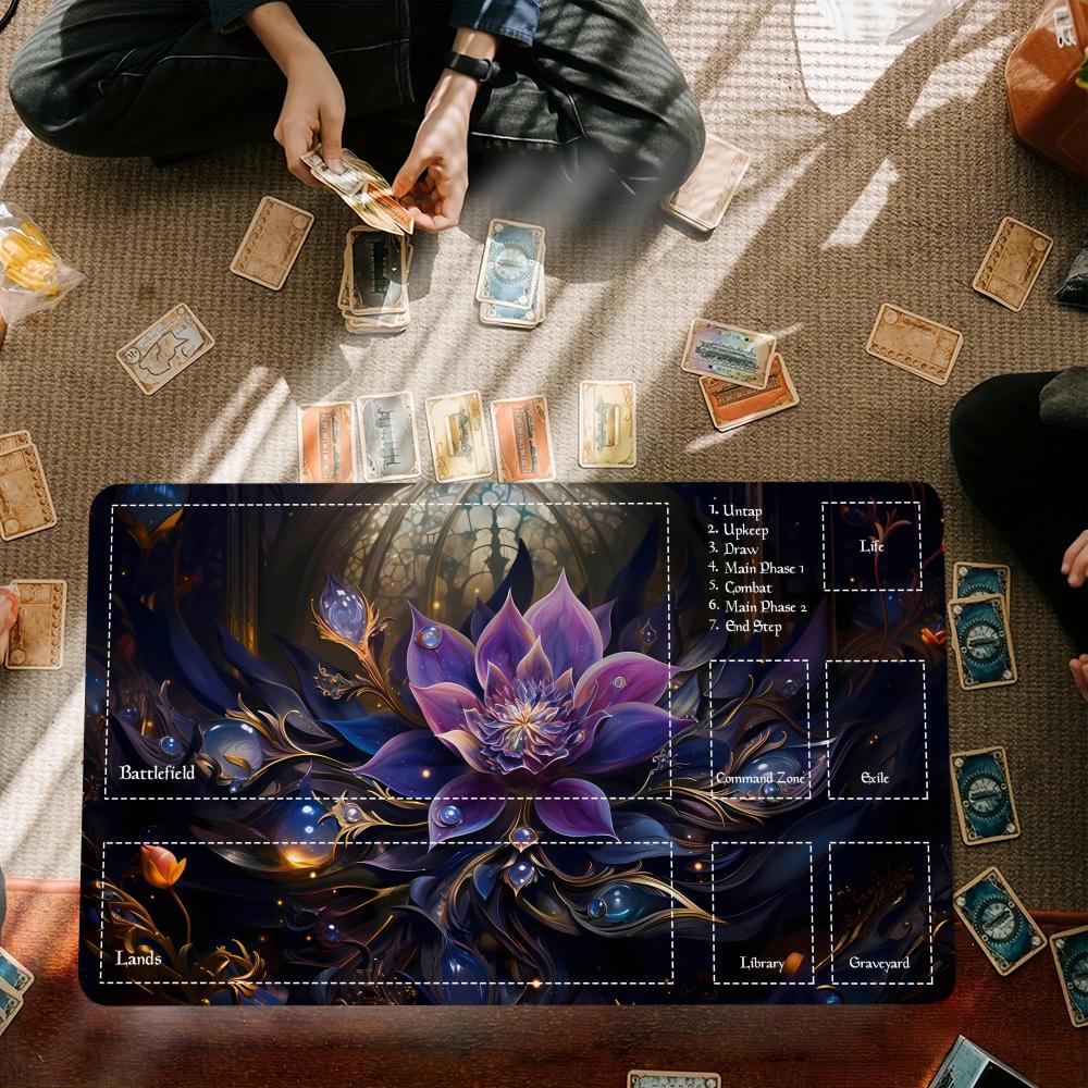 Black lotus Mouse Pad Card Playmat Stitched with Magic Zones Game Mats Tabletop for MTG/TCG Card Battle Commander Deck Desk Mat