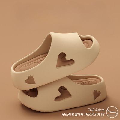 Домашние тапочки, шлепанцы, женские, с принтом в виде сердца, на платформе, в виде облака, для улицы, в помещении, летние, мягкие, для женщин, для дома, в отеле, на плоской подошве, ЭВА